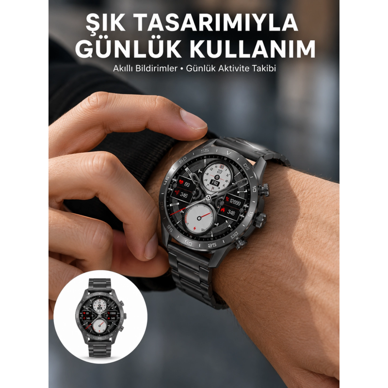 Akıllı Saat Çelik Kordon Çağrı Cevaplama Amoled Ekran Titreşimli Uyku Ve Sağlık Takibi Yeni Nesil Akıllı Saat Çelik Kordon Çağrı Cevaplama Amoled Ekran Titreşimli Uyku Ve Sağlık Takibi Yeni Nesil