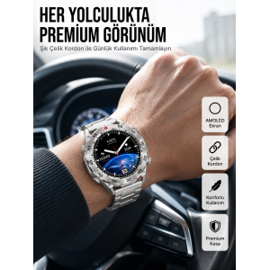 Akıllı Saat Çelik Kordonlu Amoled Ekran Android Ve İos Uyumlu Çağrı Cevaplayabilen Yeni Nesil