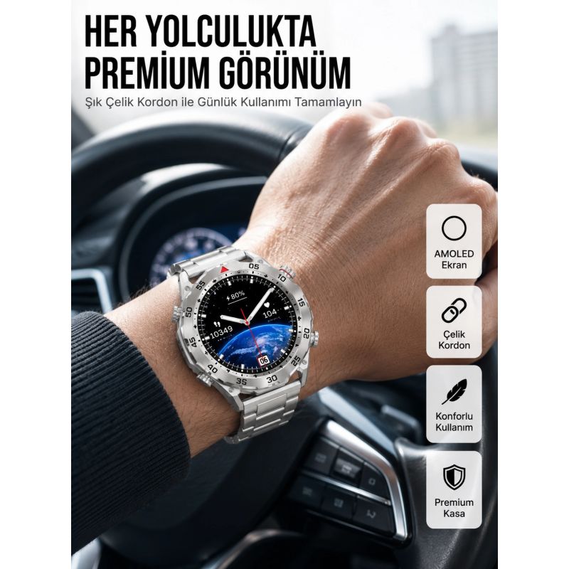 Akıllı Saat Çelik Kordonlu Amoled Ekran Android Ve İos Uyumlu Çağrı Cevaplayabilen Yeni Nesil Akıllı Saat Çelik Kordonlu Amoled Ekran Android Ve İos Uyumlu Çağrı Cevaplayabilen Yeni Nesil