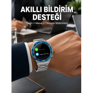 Akıllı Saat Çelik Kordonlu Amoled Ekran Android Ve İos Uyumlu Çağrı Cevaplayabilen Yeni Nesil