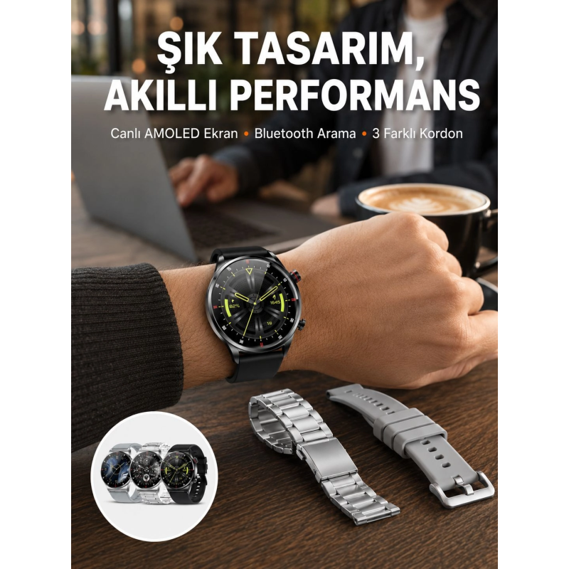 Akıllı Saat Çoklu Kordon Seçeneği Amoled Ekran Çok Fonksiyonlu Bluetooth Bağlantılı Yeni Nesil Akıllı Saat Çoklu Kordon Seçeneği Amoled Ekran Çok Fonksiyonlu Bluetooth Bağlantılı Yeni Nesil