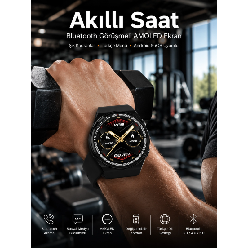 Akıllı Saat Dokunmatik Ekran Sesli Görüşme Ve Bildirim Görme Sağlık Takibi Akıllı Saat Dokunmatik Ekran Sesli Görüşme Ve Bildirim Görme Sağlık Takibi
