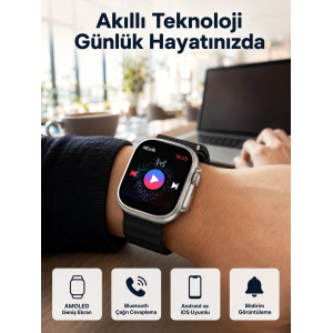 Akıllı Saat Kol Saati Android Ve İos Uyumlu Nabız Ölçer Sesli Asistan