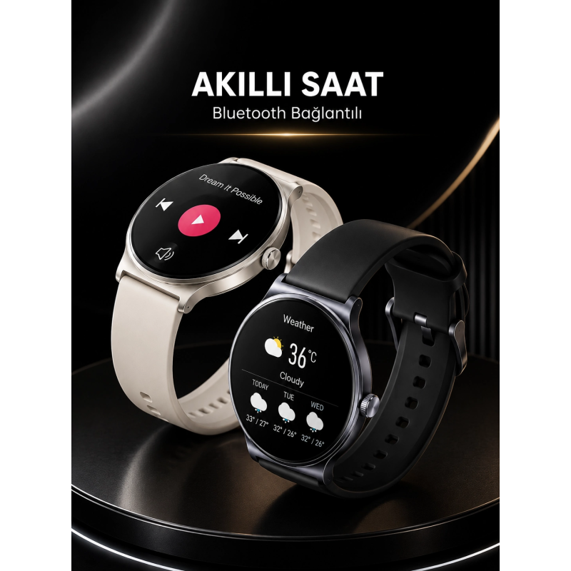 Akıllı Saat Sesli Görüşme Bluetooth Bağlantılı 3 Kordonlu Akıllı Saat Sesli Görüşme Bluetooth Bağlantılı 3 Kordonlu