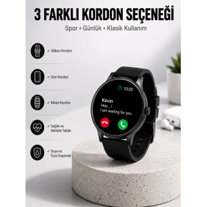 Akıllı Saat Sesli Görüşme Bluetooth Bağlantılı 3 Kordonlu Yeni Nesil