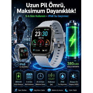 Akıllı Saat Sesli Görüşme Bluetooth Bağlantılı Kablosuz Şarj Özelliği Yeni Nesil