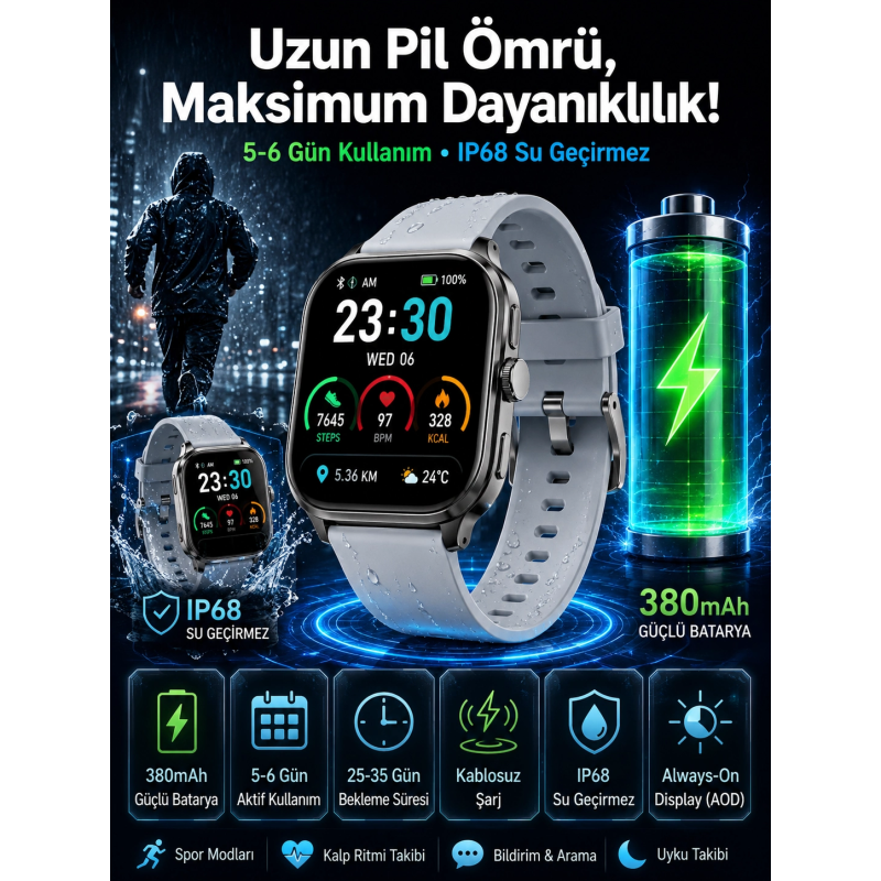 Akıllı Saat Sesli Görüşme Bluetooth Bağlantılı Kablosuz Şarj Özelliği Yeni Nesil Akıllı Saat Sesli Görüşme Bluetooth Bağlantılı Kablosuz Şarj Özelliği Yeni Nesil