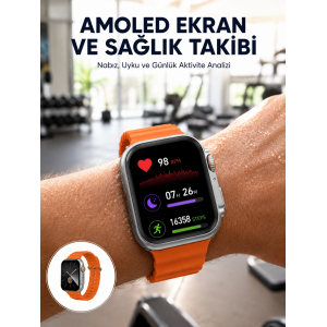 Akıllı Saat Unısex Zarif Görünümlü Titanyum Kasa Amoled Ekran Müzik Dinleme Yeni Nesil