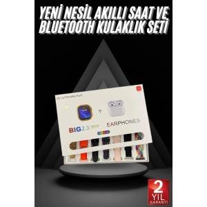 Akıllı Saat Ve Air Pro Kulaklık 7 Kordonlu Çok Fonksiyonlu İkili Set