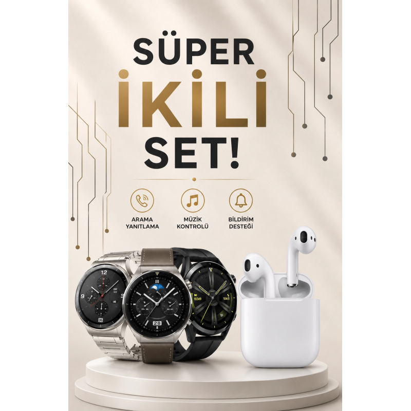 Akıllı Saat Ve Kulaklık Seti Dokunmatik Ekran 5.0 Bluetooth Bağlantılı Sesli Görüşme Akıllı Saat Ve Kulaklık Seti Dokunmatik Ekran 5.0 Bluetooth Bağlantılı Sesli Görüşme