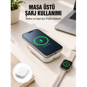 Akıllı Saat Ve Telefon Uyumlu 4’ü 1 Arada Powerbank 10000 Mah Yeni Nesil