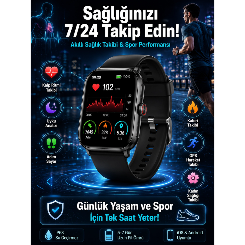 Akıllı Saat Wireless Şarj Yüksek Çözünürlüklü Müzik Dinleme Sesli Cevaplama Yeni Nesil Akıllı Saat Wireless Şarj Yüksek Çözünürlüklü Müzik Dinleme Sesli Cevaplama Yeni Nesil