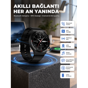 Akıllı Saat Yeni Nesil Üç Kordonlu Nabız Ölçer Çağrı Cevaplama