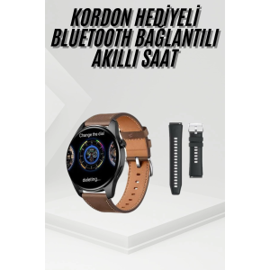 Akıllı Saat Yuvarlak Ekran Sesli Görüşme Özellikli Siyah Akıllı Unisex Kol Saati