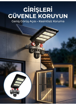 Akıllı Solar Güvenlik Kamerası 3 Lens Hareket Takip Özellikli Dış Ortam Kamera