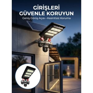 Akıllı Solar Güvenlik Kamerası 3 Lens Hareket Takip Özellikli Dış Ortam Kamera