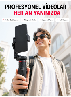 Akıllı Takipli Gimbal Selfie Stick Profesyonel Video Çekim Stabilizatörü Uzayabilir Tripod Bluetooth Kumandalı