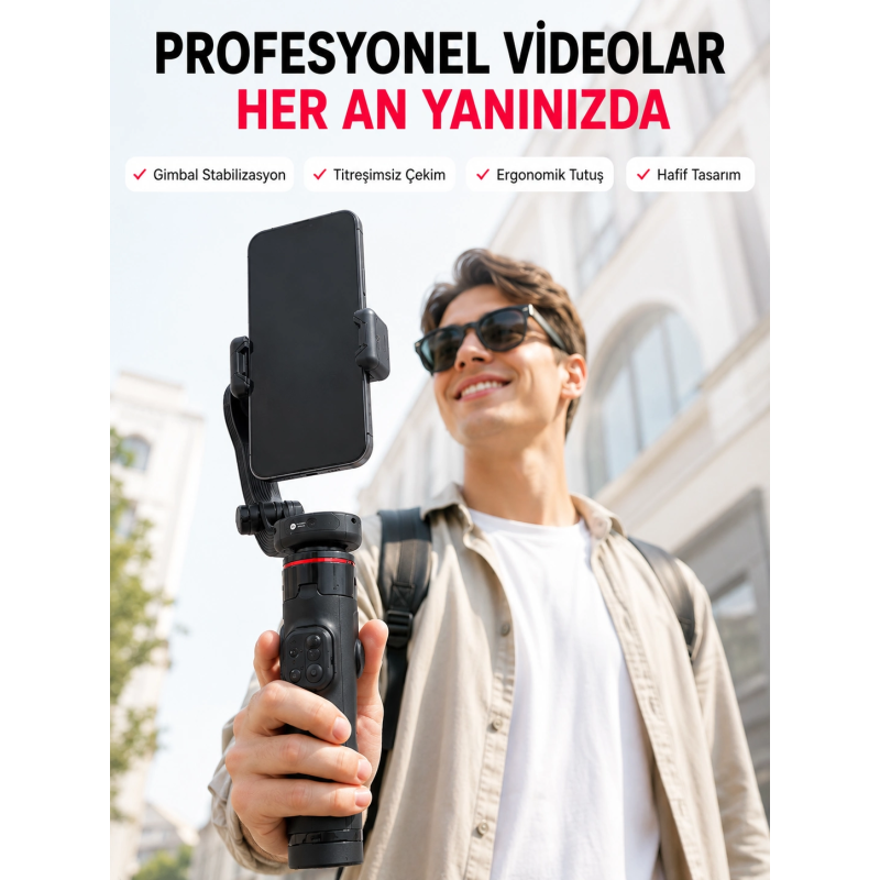 Akıllı Takipli Gimbal Selfie Stick Profesyonel Video Çekim Stabilizatörü Uzayabilir Tripod Bluetooth Kumandalı Akıllı Takipli Gimbal Selfie Stick Profesyonel Video Çekim Stabilizatörü Uzayabilir Tripod Bluetooth Kumandalı