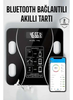 Akıllı Tartı Bluetooth Bağlantılı Yağ Ölçebilen Tartı Yeni Nesil