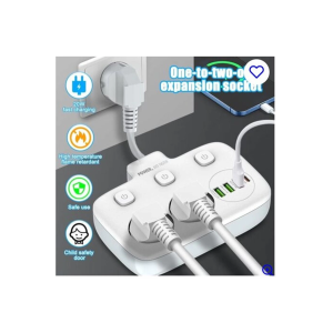 Akım Korumalı 2’li Ayrı Anahtarlı Priz, 2x Priz, 3x Usb, 1x Type-c, 2 Mt Kablo, Hızlı Şarj