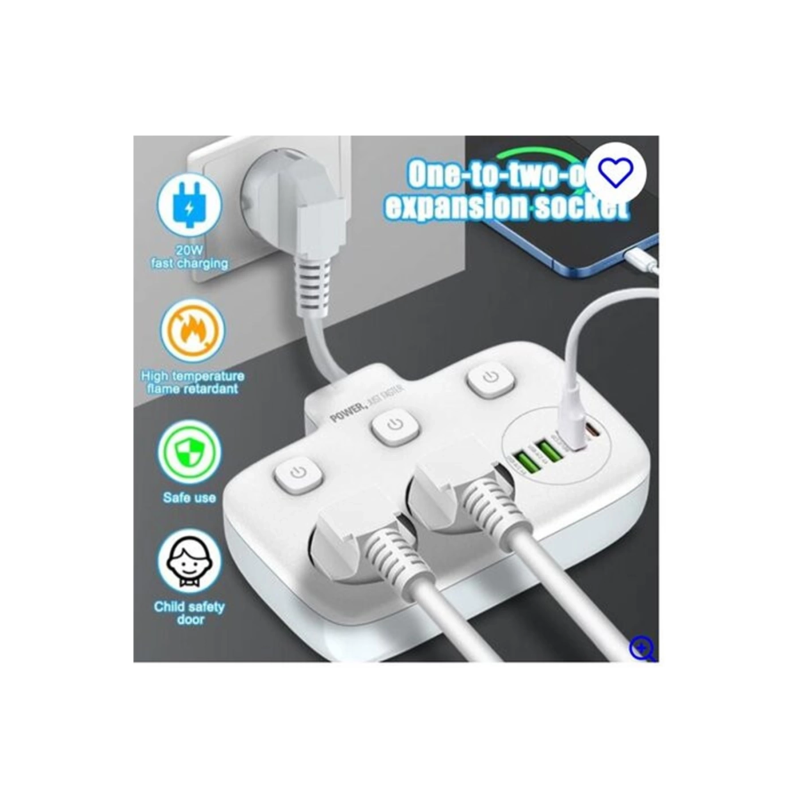 Akım Korumalı 2’li Ayrı Anahtarlı Priz, 2x Priz, 3x Usb, 1x Type-c, 2 Mt Kablo, Hızlı Şarj Akım Korumalı 2’li Ayrı Anahtarlı Priz, 2x Priz, 3x Usb, 1x Type-c, 2 Mt Kablo, Hızlı Şarj