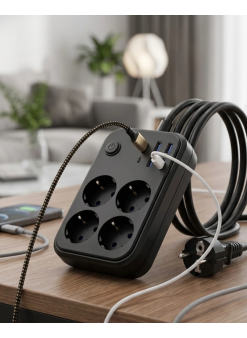 Akım Korumalı Çoklu Priz 4 Usb 2 Type C 4 Priz Güvenli Ve Hızlı Şarj