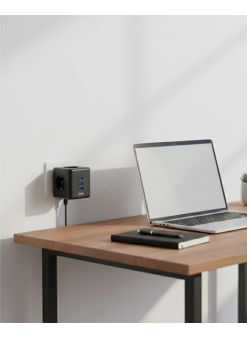 Akım Korumalı Küp Priz 3 Priz Girişi Ve 3 Usb Şarj Özellikli