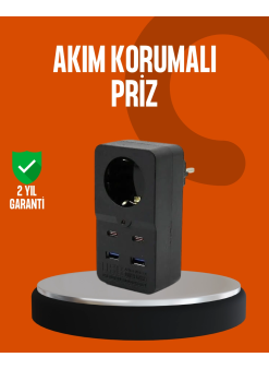 Akım Korumalı Priz 4 Usb Type C Destekli Yüksek Isı Dayanımlı