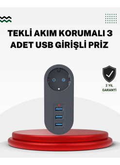 Akım Korumalı Usb’li Priz – Güçlü 2500w, Isı Ve Çocuk Koruması