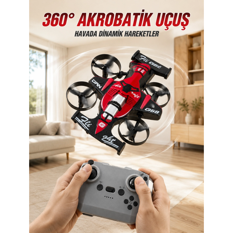 Akrobatik Drone Uzaktan Kumandalı 3 Kademeli Hız 360° Dairesel Uçuş Özellikli Akrobatik Drone Uzaktan Kumandalı 3 Kademeli Hız 360° Dairesel Uçuş Özellikli