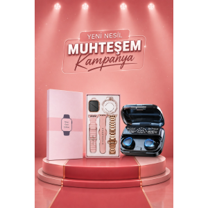 Aksesuar Hediyeli Akıllı Saat Ve Dijital Göstergeli Powerbankli Bluetooth Kulaklık