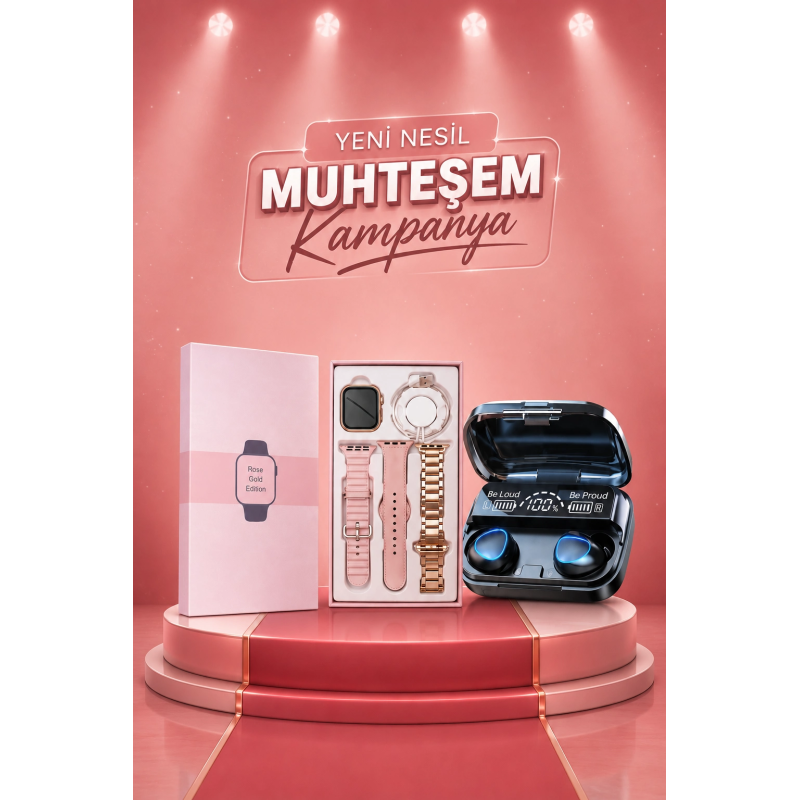 Aksesuar Hediyeli Akıllı Saat Ve Dijital Göstergeli Powerbankli Bluetooth Kulaklık Aksesuar Hediyeli Akıllı Saat Ve Dijital Göstergeli Powerbankli Bluetooth Kulaklık