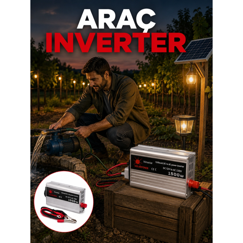 Akü Gücünü Ev Elektriğine Dönüştüren Güçlü İnvertör 1500w Akü Gücünü Ev Elektriğine Dönüştüren Güçlü İnvertör 1500w