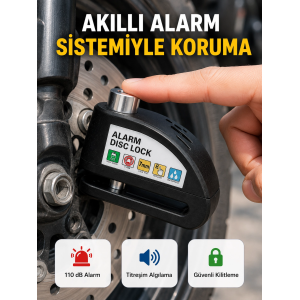 Alarm Sensörlü Disk Kilidi Motosiklet Scooter Bisiklet Güvenlik Yeni Nesil