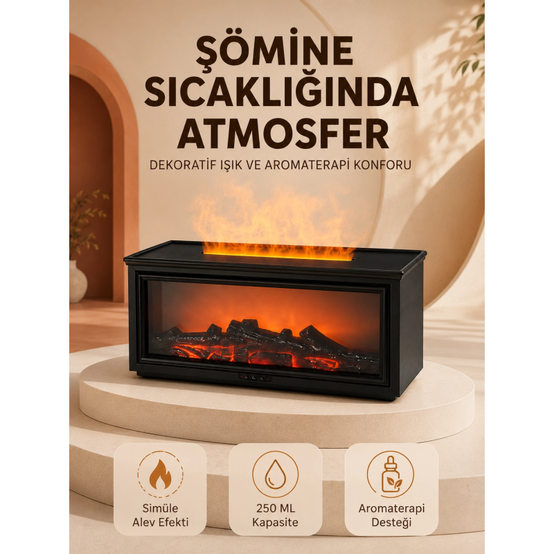 Alev Efektli Aroma Yayıcı Hava Nemlendirici Uzaktan Kumandalı Gece Lambası Alev Efektli Aroma Yayıcı Hava Nemlendirici Uzaktan Kumandalı Gece Lambası