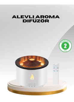 Alev Efektli Aromaterapi Difüzörü – 360 Ml Su Hazneli, Sessiz Ve Zaman Ayarlı