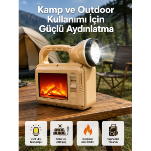 Alev Efektli Güneş Enerjili Lamba – Su Geçirmez