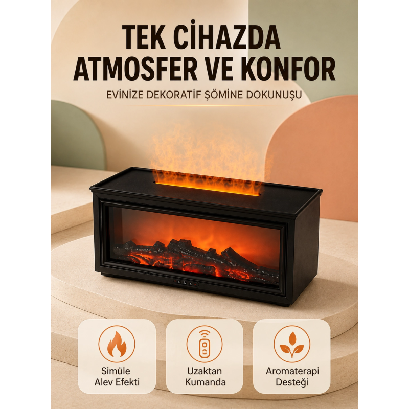 Alev Efektli Hava Nemlendirici Aromaterapi Difüzörü Uzaktan Kumandalı 250 Ml Alev Efektli Hava Nemlendirici Aromaterapi Difüzörü Uzaktan Kumandalı 250 Ml
