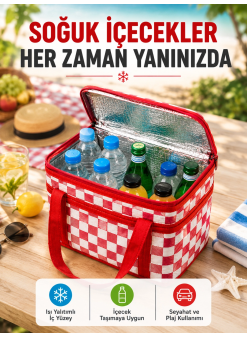 Alüminyum Folyo İç Yüzeyli Termos Çanta Kamp Plaj Market Ve Piknik Çantası