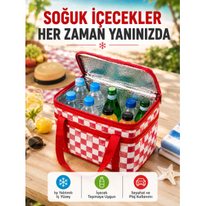 Alüminyum Folyo İç Yüzeyli Termos Çanta Kamp Plaj Market Ve Piknik Çantası