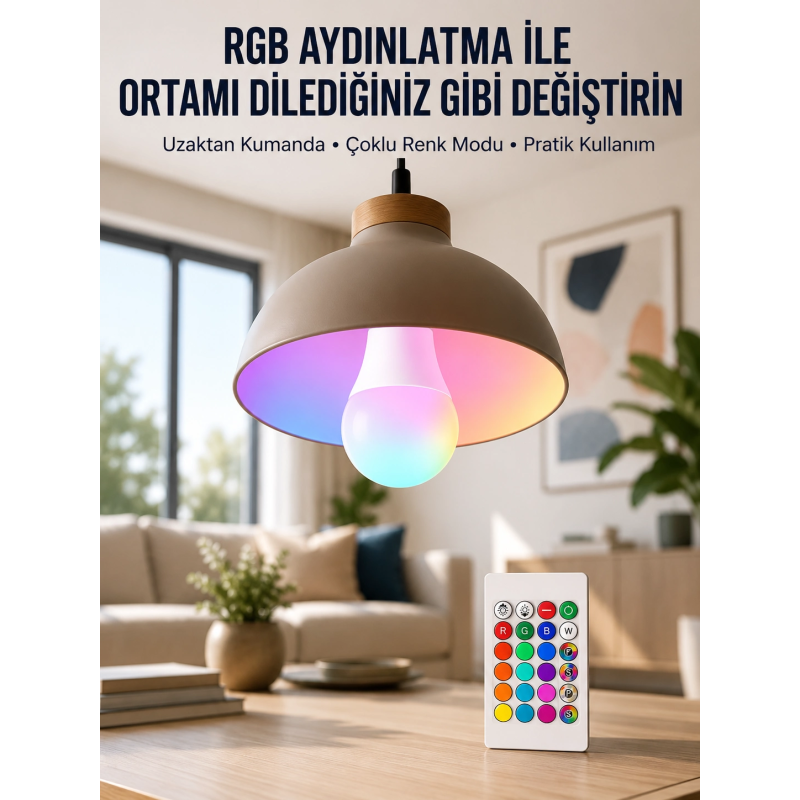 Ambiyans Aydınlatma Rgb Led Lamba Kumandalı Renk Değiştirebilen Ambiyans Aydınlatma Rgb Led Lamba Kumandalı Renk Değiştirebilen