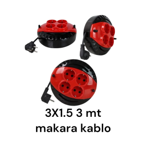 Mini Kablolu Makara 4'lü 3mt (3x1,5cm)(1 Adet)