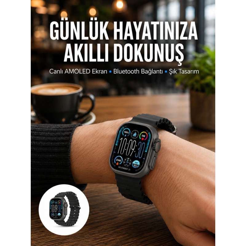 Amoled Akıllı Saat Bluetooth Arama Su Geçirmez Yeni Nesil Amoled Akıllı Saat Bluetooth Arama Su Geçirmez Yeni Nesil