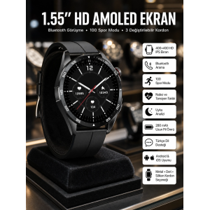 Amoled Ekran 3 Kordonlu Akıllı Saat 5.0 Bluetooth Bağlantılı Android Ve İos Uyumlu