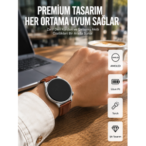 Amoled Ekranlı 10 Gün Kullanım Süreli Torch Özellikli Akıllı Saat Yeni Nesil