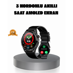 Amoled Ekranlı Smartwatch – 3 Kordonlu, Kalp Atış & Uyku Takipli Akıllı Saat
