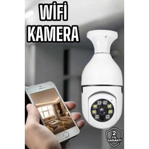 Ampul Görünümlü Güvenlik Kamerası Duylu Wifi Kamerası Dönebilen