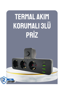 Anahtarlı Çoklu Priz 3 Usb 1 Type-c Hızlı Şarj Destekli