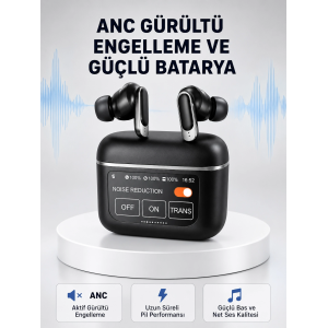 Anc Teknolojili Kablosuz Bluetooth Kulaklık – Dokunmatik, Dijital Göstergeli, Yüksek Ses Kalitesi