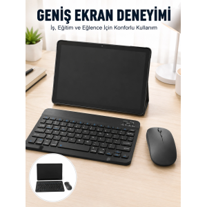 Android İşletim Sistemli Sım Kart Girişli Tablet Bluetooth Klavye Mouse Seti Mobil İnternet Destekli